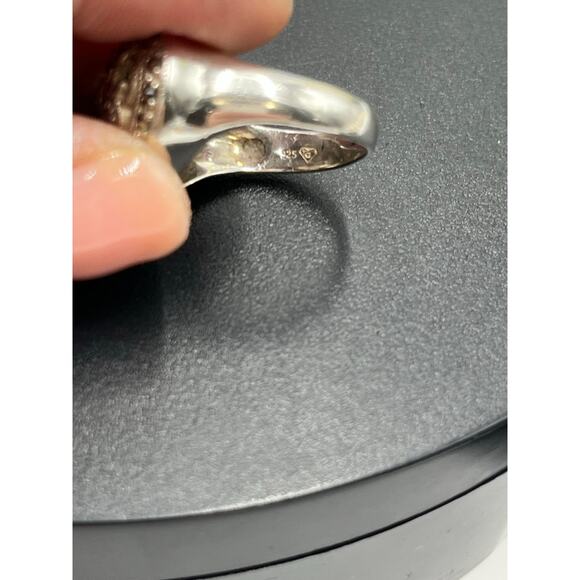 TJ 925 G Signed Designer Oval Sterling Silver Oval Filigree Ring Sz 7.5 - Picture 5 of 12